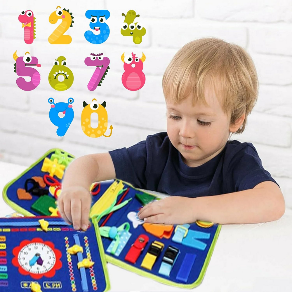 Busy Board Educativa pentru Copii – Jucarie Montessori pentru Calatorii, Invatare si Dezvoltare a Motricitatii (Albastru) [5]