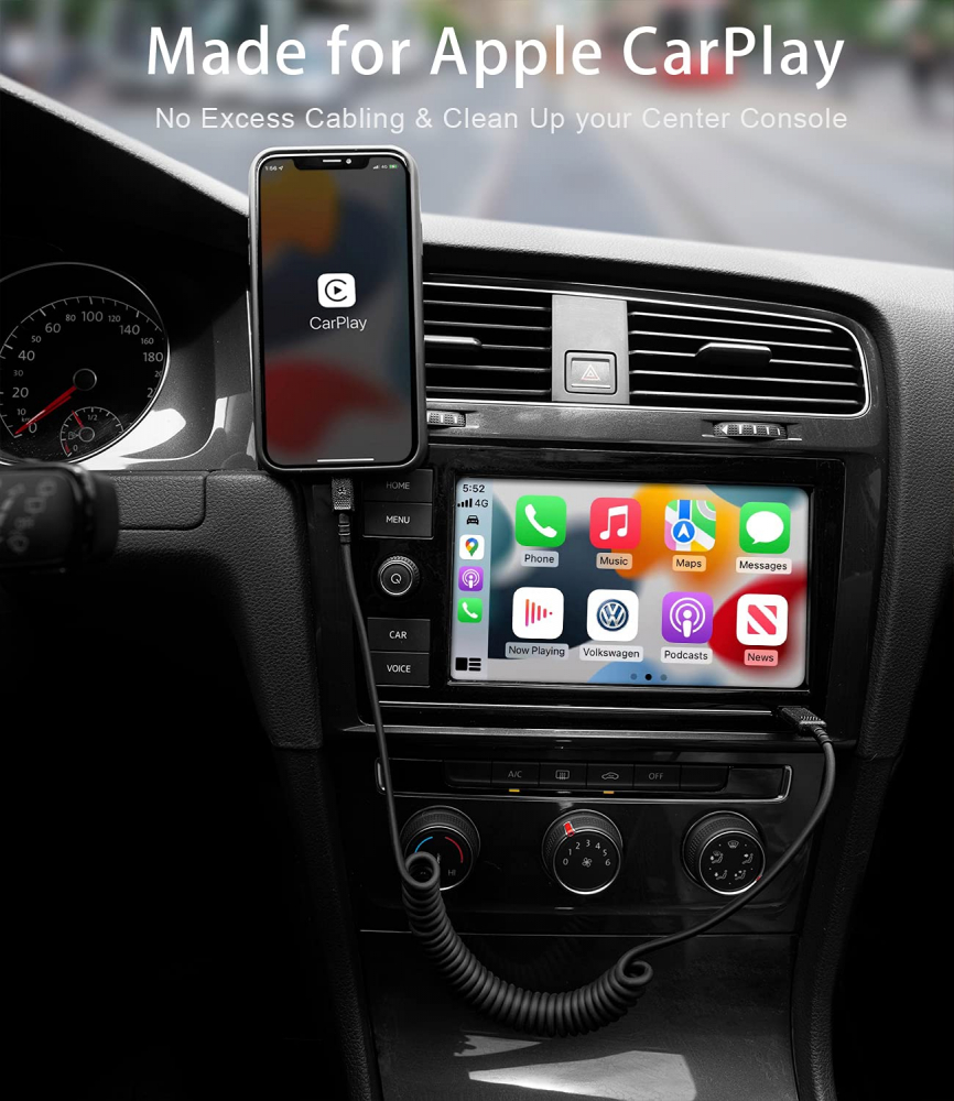 Cablu Spiralat USB-C, Lightning 1.8 m, Apple MFi Certificat & Compatibil CarPlay, Cablu Retractabil iPhone pentru Încărcare Rapidă și Navigație Auto, Marca Dé, Negru [6]