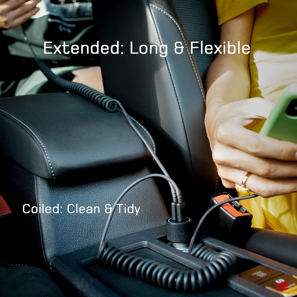 Cablu Spiralat USB-C, Lightning 1.8 m, Apple MFi Certificat & Compatibil CarPlay, Cablu Retractabil iPhone pentru Încărcare Rapidă și Navigație Auto, Marca Dé, Negru [7]