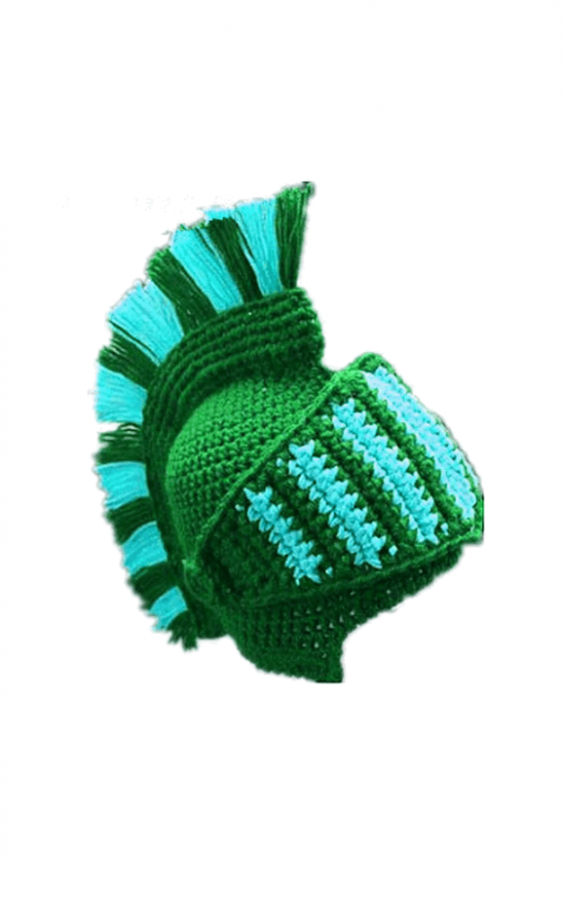 Căciulă pentru urechi din tricot gros de iarnă, Cască de cavaler cu franjuri, verde [2]