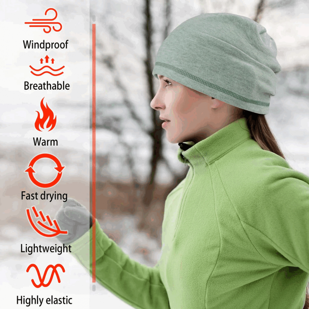 Căciulă Sport cu material respirabil, confortabil, elasticitate ridicată, rezistent la vânt, pentru alergare, schi, ciclism, snowboard, alpinism, motociclism, Verde, TRB5 [2]