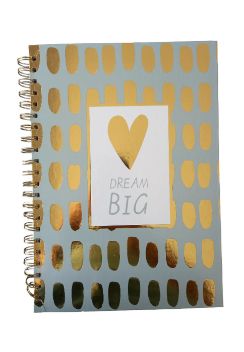 Caiet cu spirala A4 Dictando, 96 File, 80 g/m², blue/auriu, Dream Big [1]