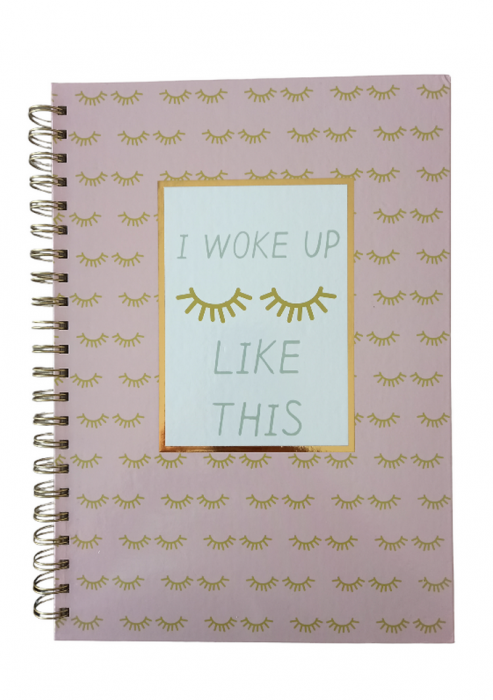 Caiet cu spirala A4 Dictando, 96 File, 80 g/m², roz, I woke up like this [1]