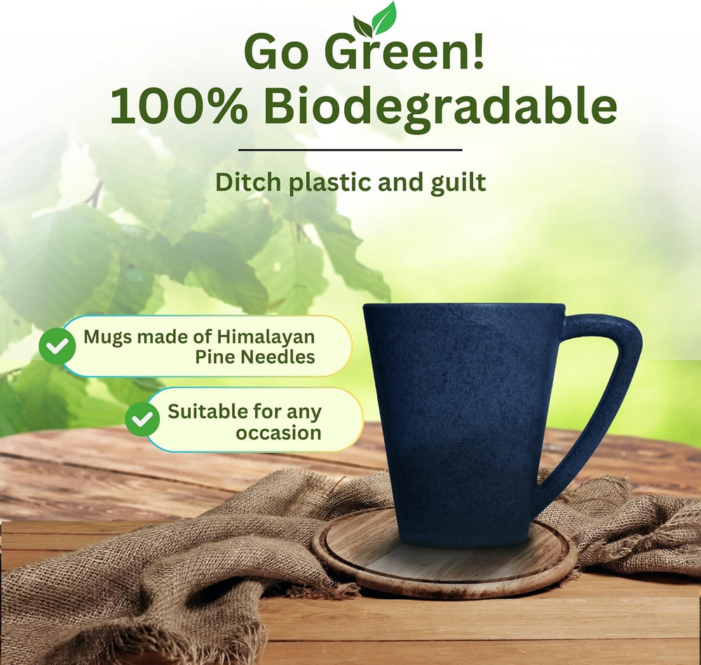 Cană Reutilizabilă din Lemn de Ace de Pin, Fără Plastic, Sigură pentru Microunde, Ușoară, Durabilă și Eco-Friendly, CASA NATURO,  Culoare Indigo [2]