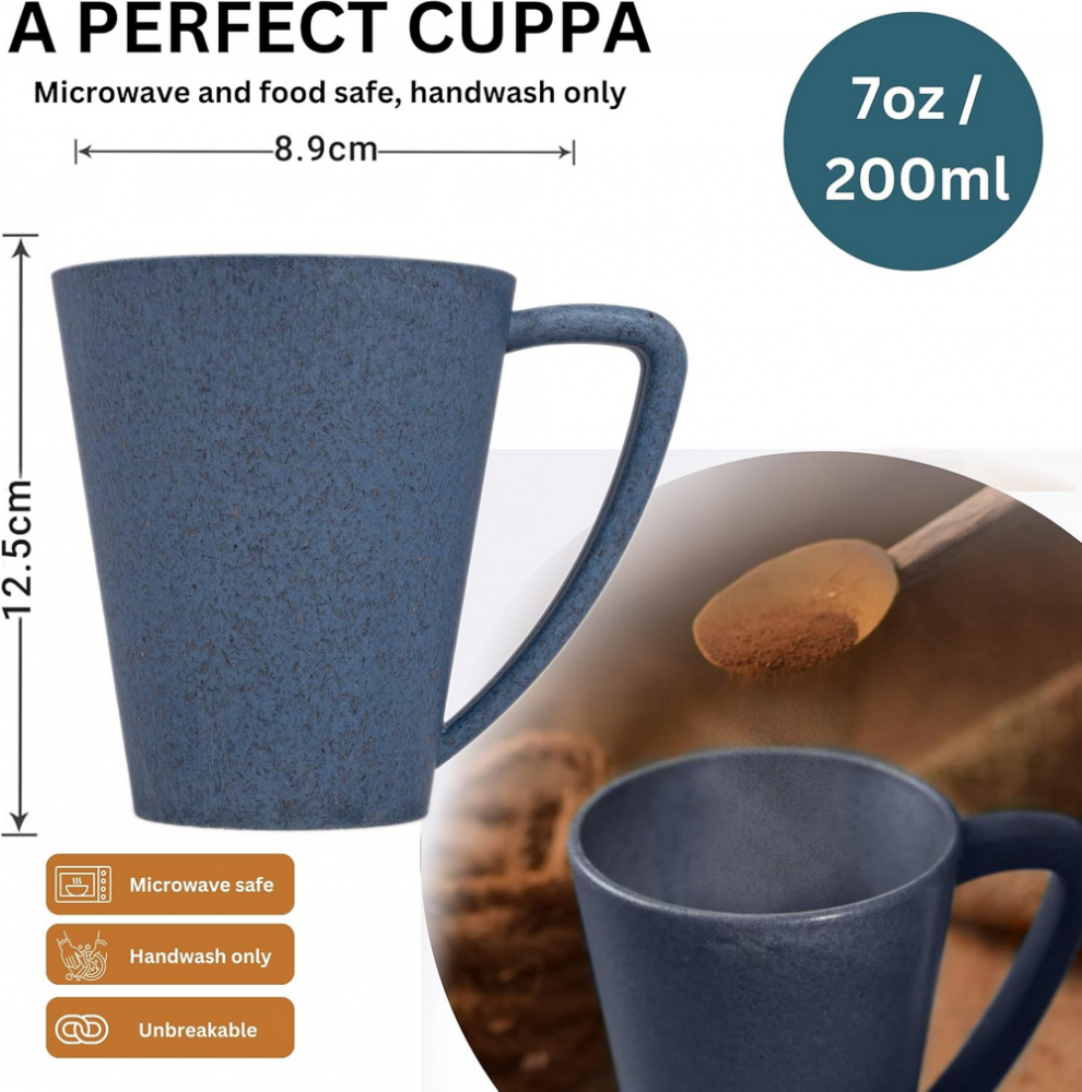Cană Reutilizabilă din Lemn de Ace de Pin, Fără Plastic, Sigură pentru Microunde, Ușoară, Durabilă și Eco-Friendly, CASA NATURO,  Culoare Indigo [3]