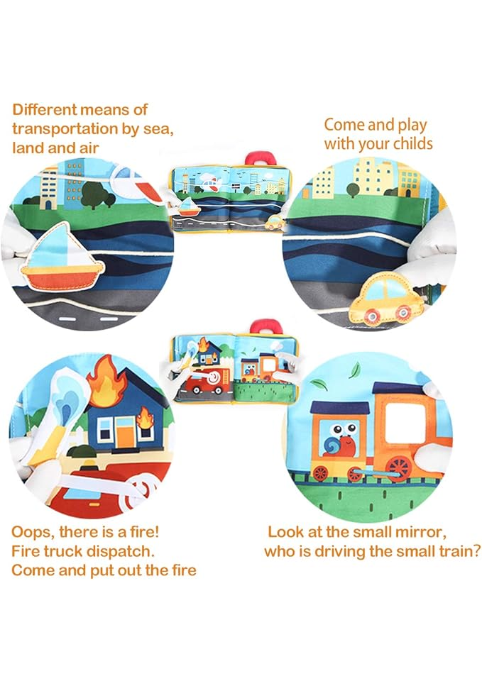 Carte din Material Textil cu Tematica de Transport, pentru copii si bebelusi 3+ luni [4]