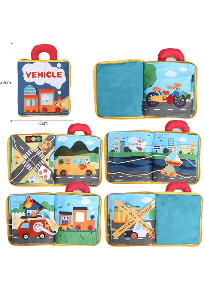 Carte din Material Textil cu Tematica de Transport, pentru copii si bebelusi 3+ luni [2]