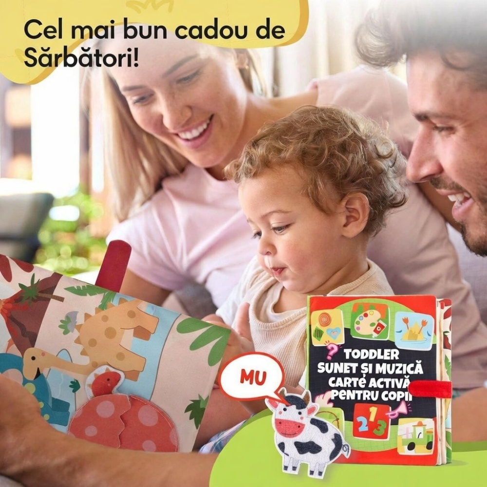Carte interactivă Montessori cu sunete pentru copii 1 an+, Busy Book educativ cu 6 teme și panou audio, Limba ENGLEZA [7]