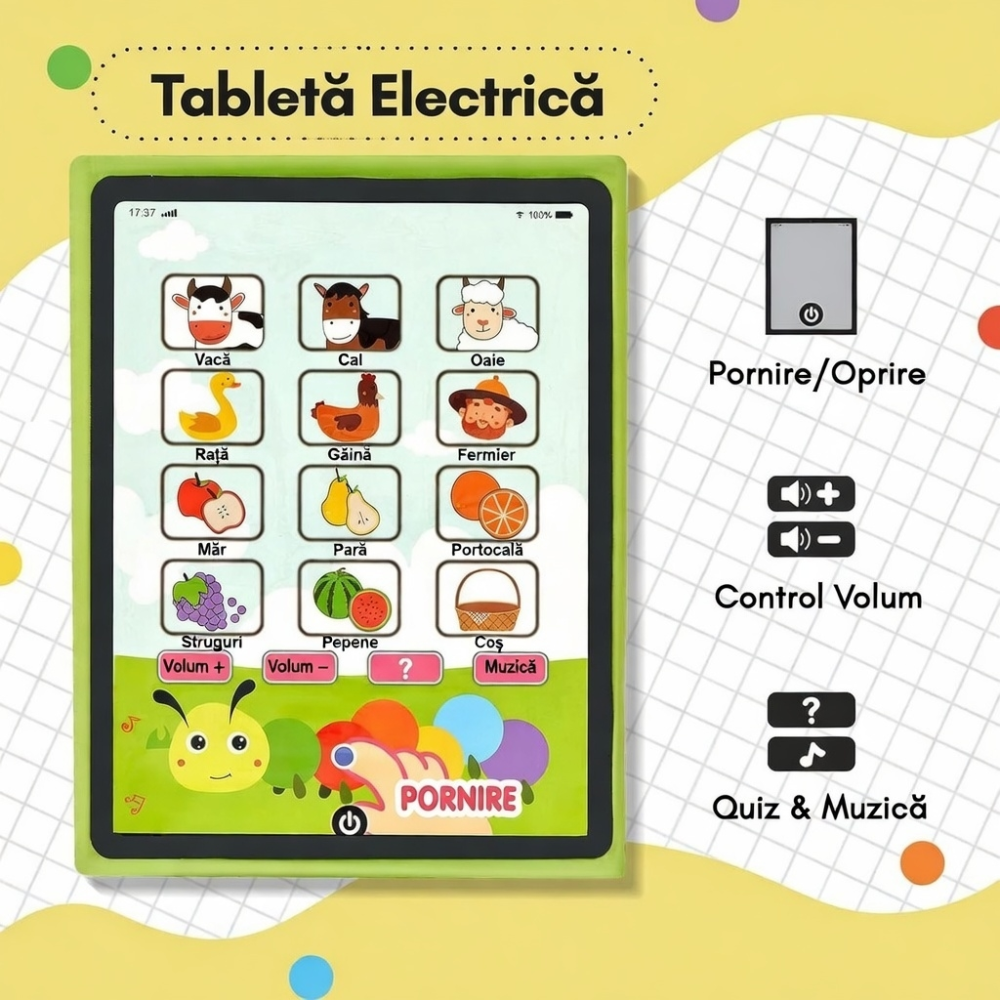 Carte interactivă Montessori cu sunete pentru copii 1 an+, Busy Book educativ cu 6 teme și panou audio, Limba ENGLEZA [2]