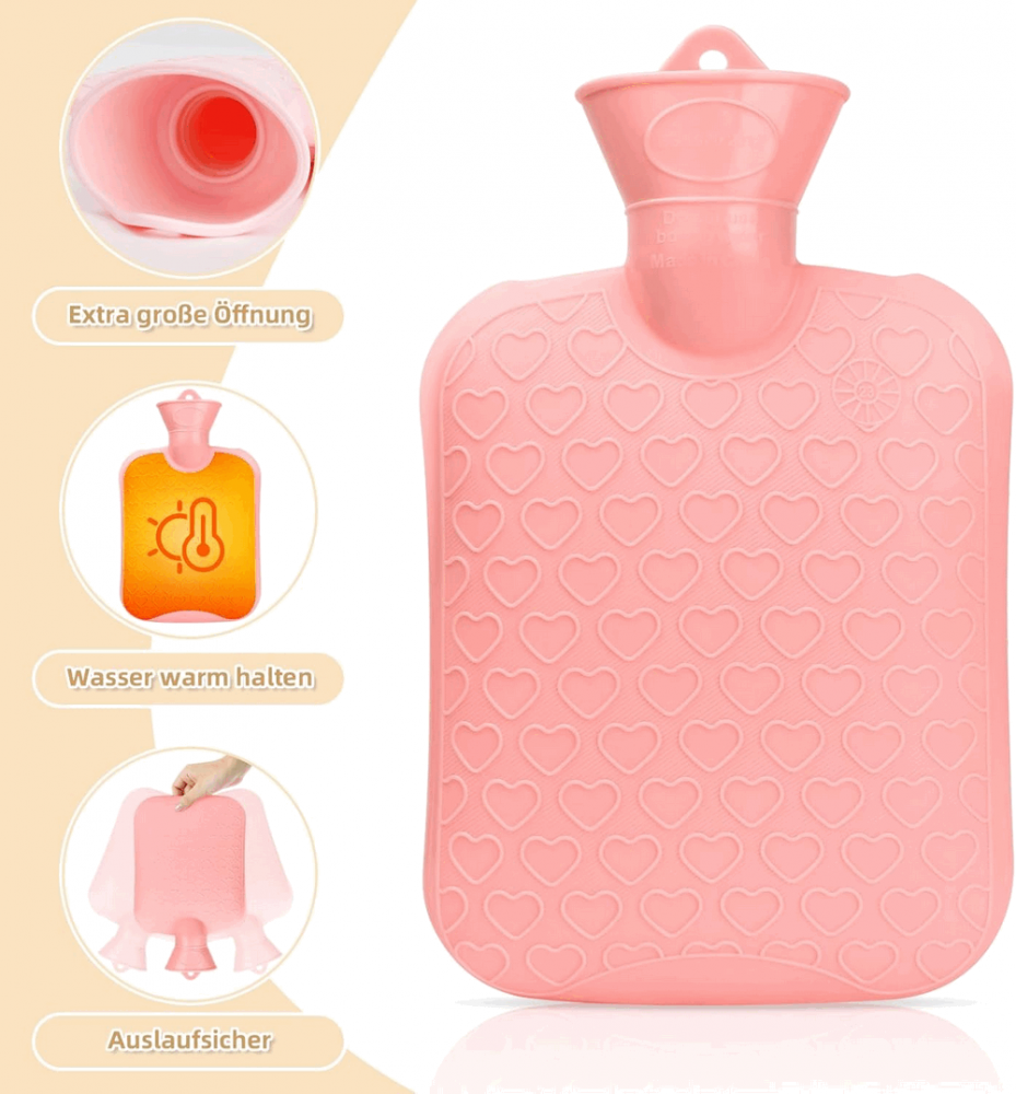 Centura cu perna pentru apa calda, capacitate 1l, din cauciuc, cu husa pufoasa, gri, O4E9 [6]