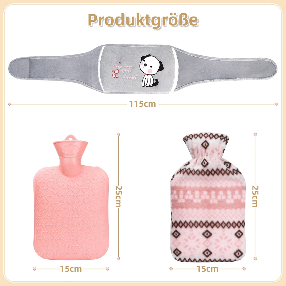 Centura cu perna pentru apa calda, capacitate 1l, din cauciuc, cu husa pufoasa, gri, O4E9 [5]