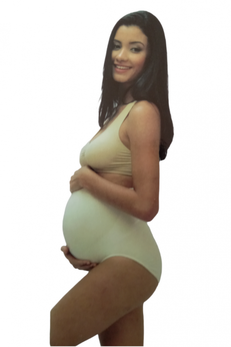 Chiloti fara cusaturi cu talie inalta din bambus pentru femei gravide, GreenKOX, marime L, crem [3]