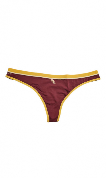 Chiloti tanga pentru femei Nuyu, 100% bumbac, cu serigrafie vintage FSU, maro-gaben, marime XL [3]