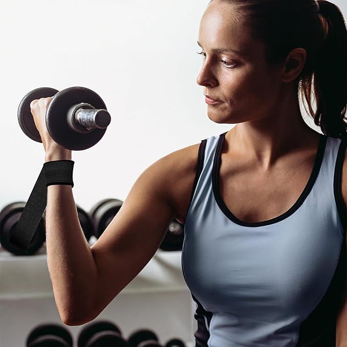 Chingi pentru ridicare de greutati, NUODWELL, Bumbac, pentru antrenament de forta si culturism, bretele sportive, suport suplimentar de prindere a mainii pentru ridicarea greutatii, negru, PF4B [2]