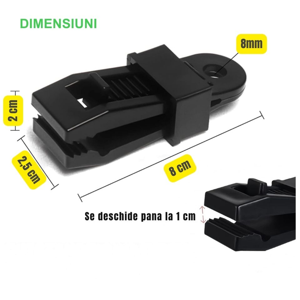 Cleme prelată heavy duty set 10 bucăți negre – clipsuri cort, grădină și caravană [3]
