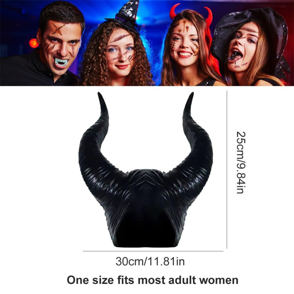 Bentita coarne evil queen negre latex 30x25 cm accesoriu cosplay halloween fantasy [3]