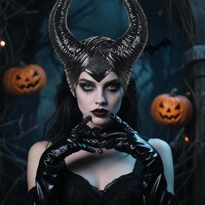 Bentita coarne evil queen negre latex 30x25 cm accesoriu cosplay halloween fantasy [5]