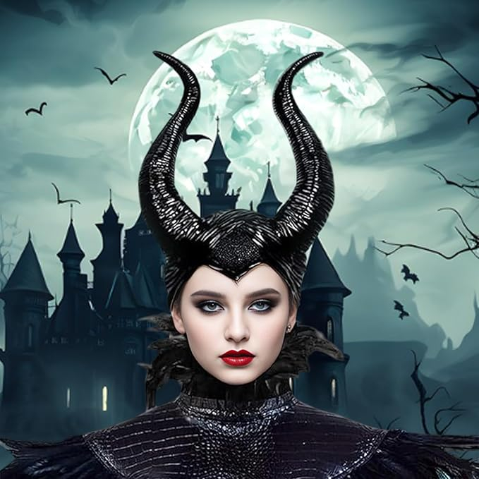 Bentita coarne evil queen negre latex 30x25 cm accesoriu cosplay halloween fantasy [6]