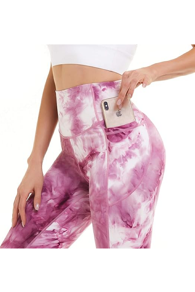 Colanți damă cu talie înaltă, efect modelator și buzunare – Ideali pentru yoga, fitness și alergare, roz, marime 2XL [4]