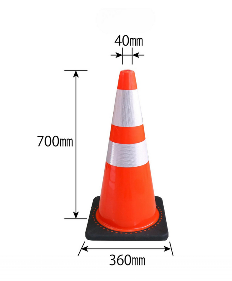 Con Reflectorizant Profesional Hipposafety, 70 cm, Greu și Stabil, din PVC Premium, Pentru Trafic Intens, Șantiere și Zone Industriale [4]