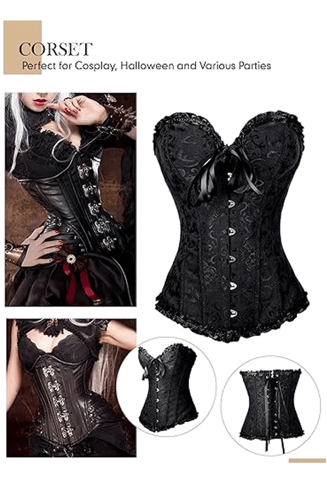 キャミソール vintage corset Corset vintage, FeelinGirl, model floral, negru, marime XL, XXMX