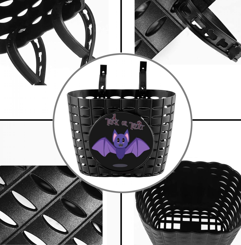 Cos bicicleta pentru copii YeloYolker, special pentru Halloween, imprimeu liliac, 20x14x15 cm [2]