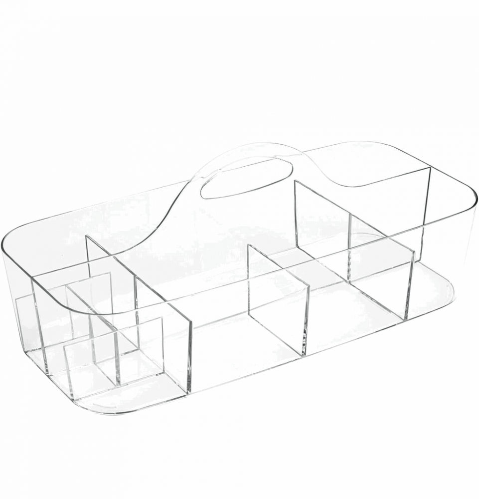Coș de Depozitare Portabil din Plastic pentru Articole de Toaletă, 11 comapartimente, transparent, mDesign, 17,8x36,8x14,6 cm [7]