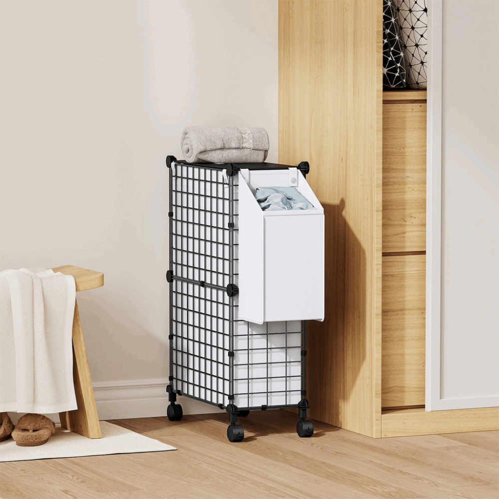 Coș rufe slim cu roți, cu sac detașabil și buzunar lateral, Snughome, 50L, Y1RF [5]