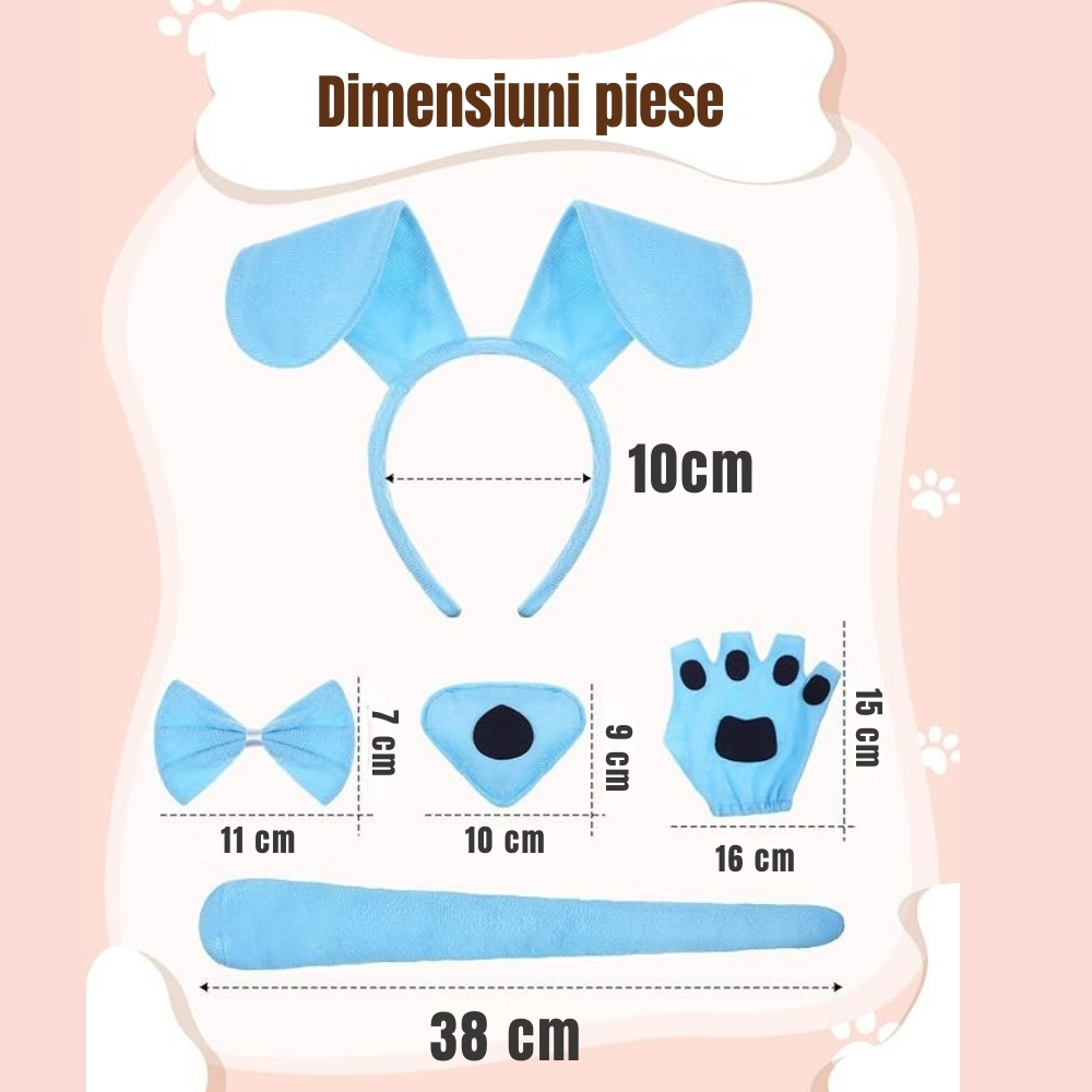 Costum caine cu accesorii bentita nas coada si manusi pentru carnaval [2]