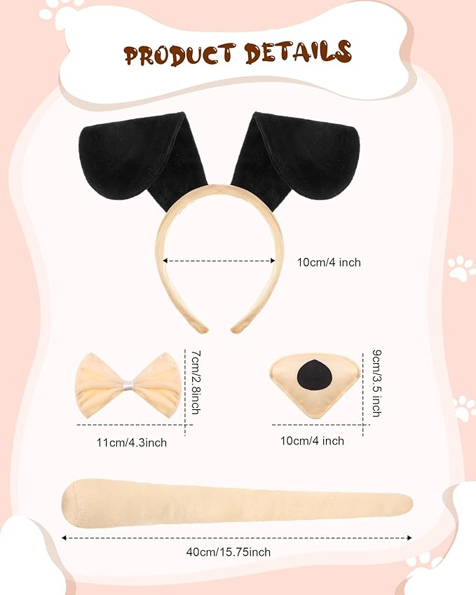 Costum caine cu accesorii bentita nas coada si manusi pentru carnaval [4]