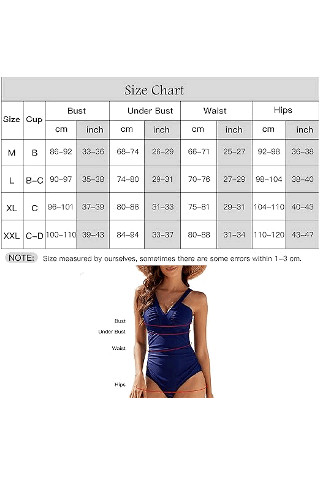 Costum de Baie Femei dintr-o Bucată, Push-up, V-neck, Control Abdomen, Laorchid navy blue, 2XL [2]