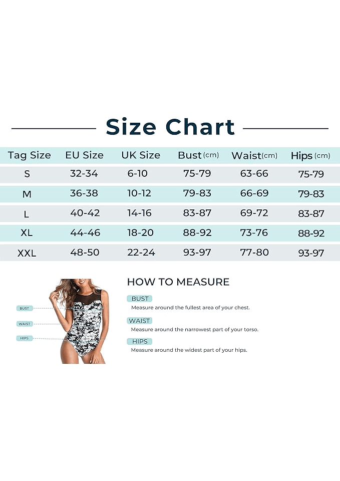 Costum de baie feminin, slim fit, cu gât înalt și bust integrat, Summer Mae, imprimeu floral, marime M, 9A27 [4]