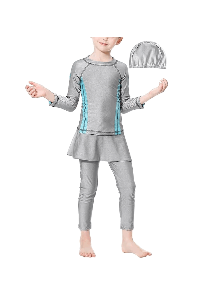 Costum de baie islamic pentru fete TianMai, gri, marime 120 cm, THST [6]