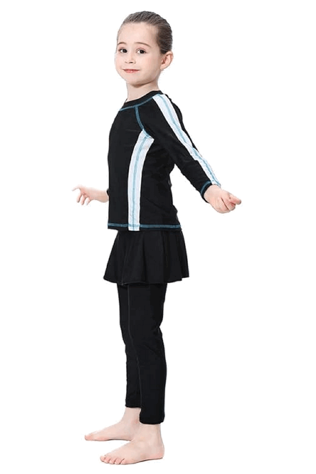 Costum de baie islamic pentru fete TianMai, negru, marime 130 cm, THST [2]