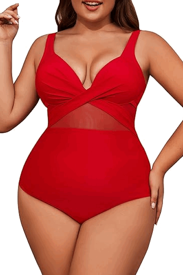 Costum de baie plus size, dintr-o piesă, cu efect modelator, bretele reglabile, Beotyshow [1]