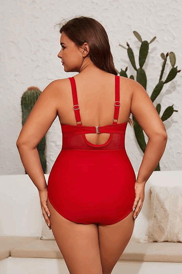 Costum de baie plus size, dintr-o piesă, cu efect modelator, bretele reglabile, Beotyshow [4]