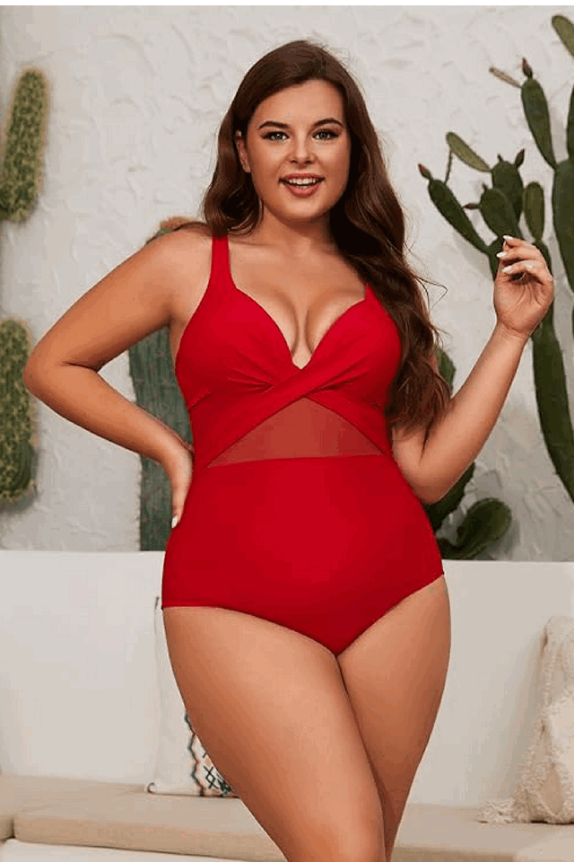 Costum de baie plus size, dintr-o piesă, cu efect modelator, bretele reglabile, Beotyshow [2]