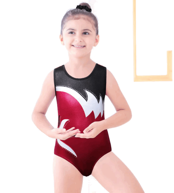 Costum de gimnastica ZNYUNE Leotard pentru Fete, Set Clasic de 3 Piese, Mărimea 6A, 5-6 ani, Rosu Vin, Material Elastic și Confortabil, H6S9 [1]