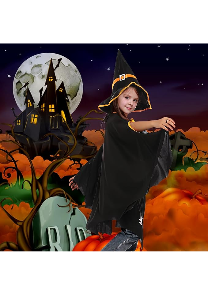 Costum de Halloween pentru Copii - Capă de Liliac cu Dovleac, Negru JOYUE - ZYZB [5]