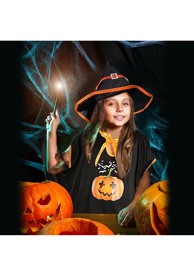 Costum de Halloween pentru Copii - Capă de Liliac cu Dovleac, Negru JOYUE - ZYZB [2]