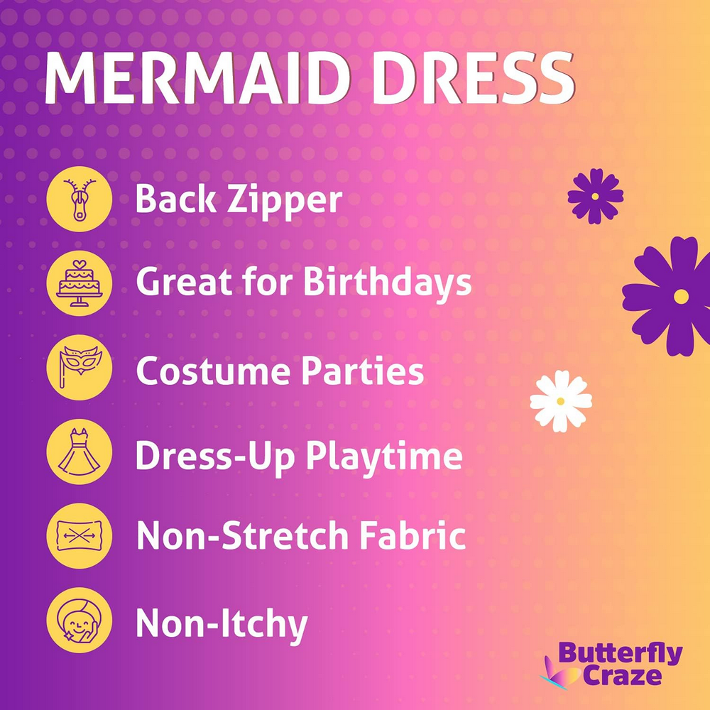 Costum de sirena pentru fetite, 2 piese (top si fusta), ideal pentru petreceri de ziua de nastere, Halloween si carnavaluri [8]