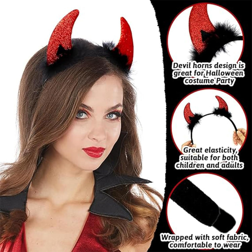 Costum diavolita femei cu pelerina reversibila rosu si negru si accesorii Halloween [4]