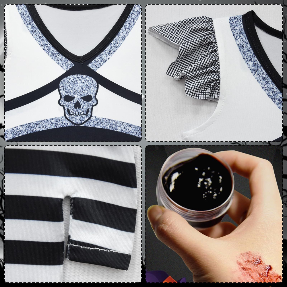 Costum Halloween Majoreta Zombie pentru Fete, Model Schelet, Marime 130 [5]