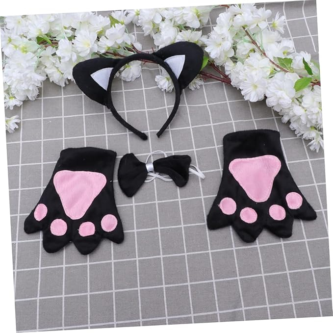 Costum pisica fetite cu fusta tulle urechi manusi labute coada si papion set complet [4]