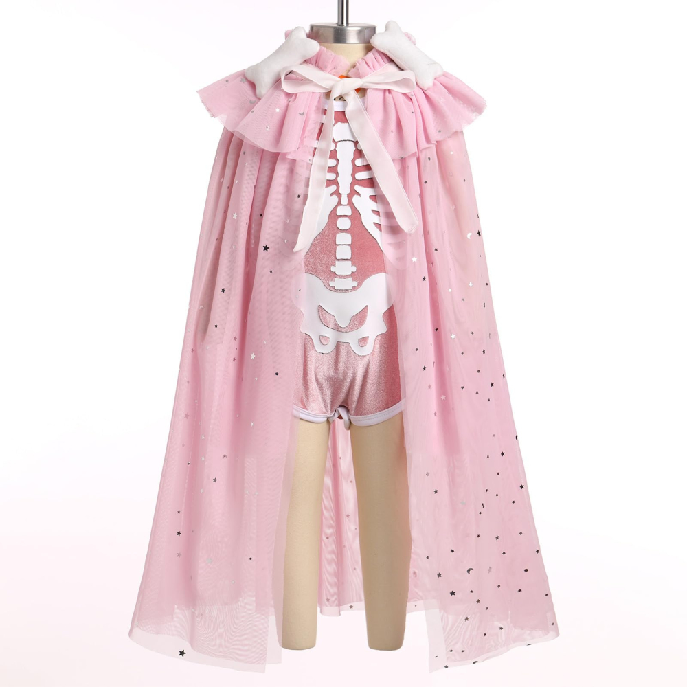 Costum schelet fetita cu capa din tulle pentru Halloween si carnaval [2]