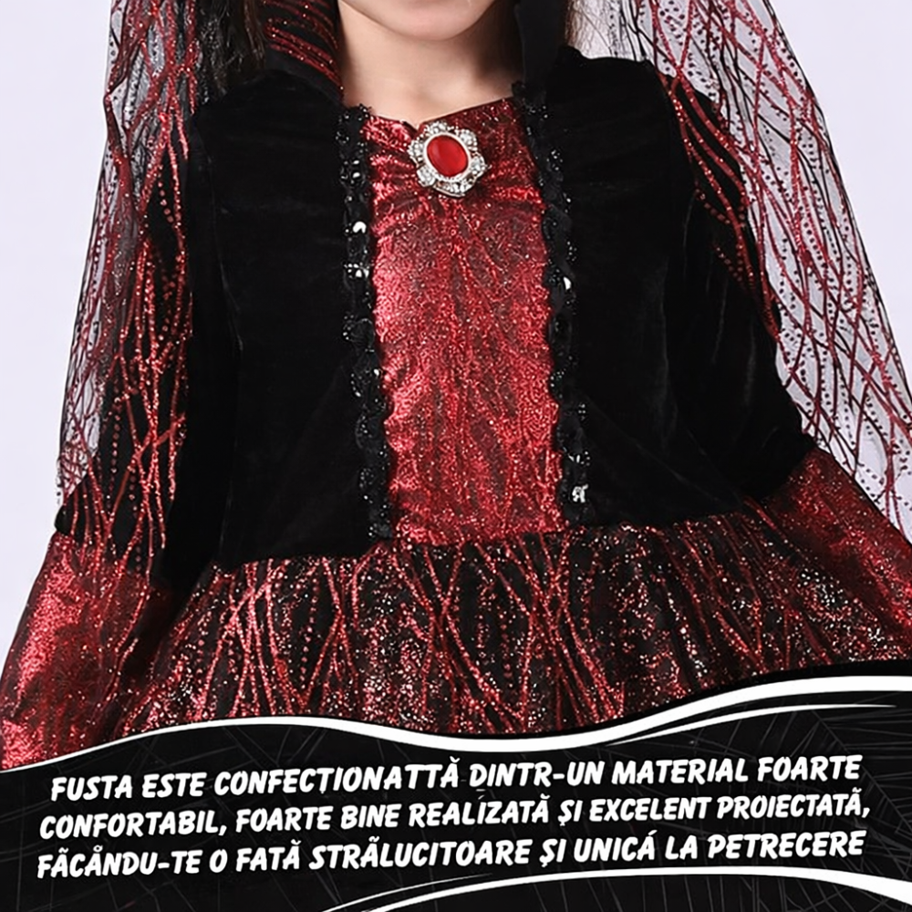 costum-vampirita-copii-rosu-negru-coronita-paianjen-voal-halloween [4]
