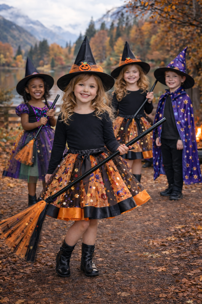 costum-vrajitoare-fete-portocaliu-negru-halloween-set-complet [4]