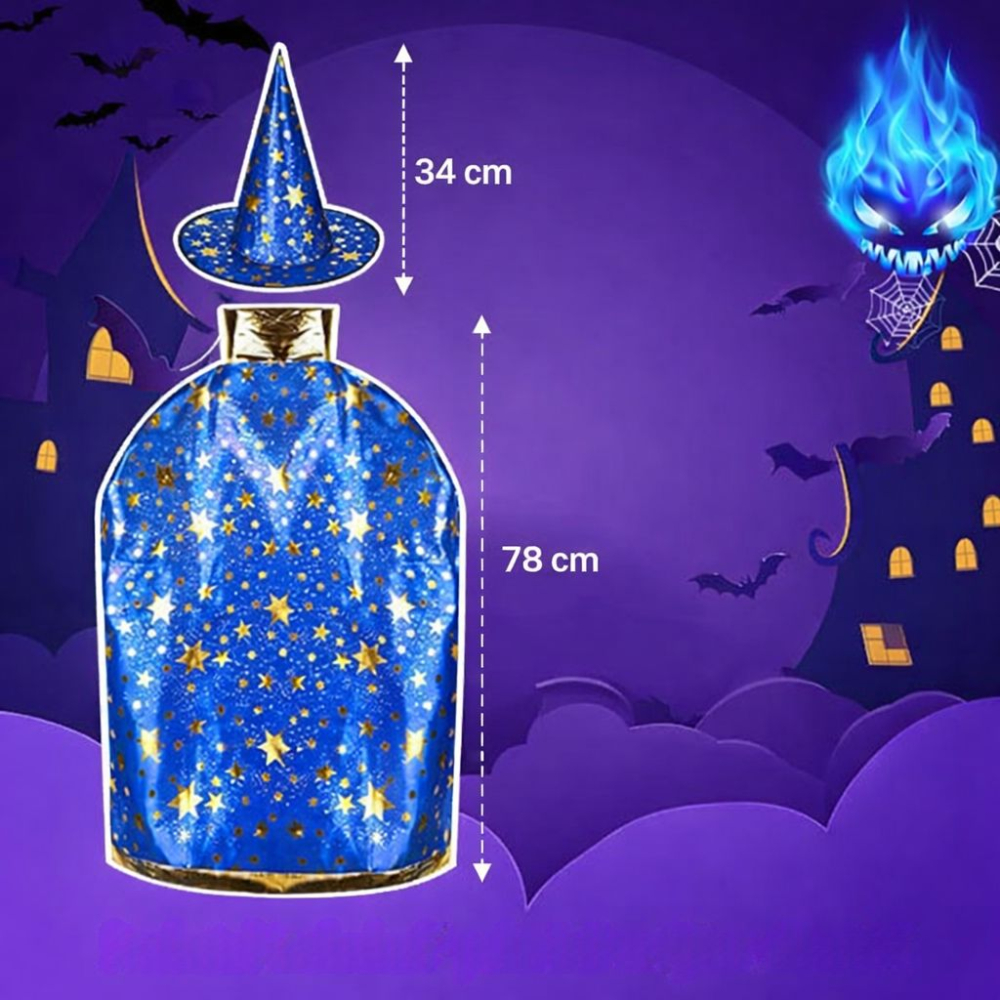 costum vrajitor copii costum magician copii costum halloween copii costum vrajitor albastru costum cosplay copii mantie vrajitor copii costum carnaval copii costum fantasy copii costum halloween cu palarie [6]