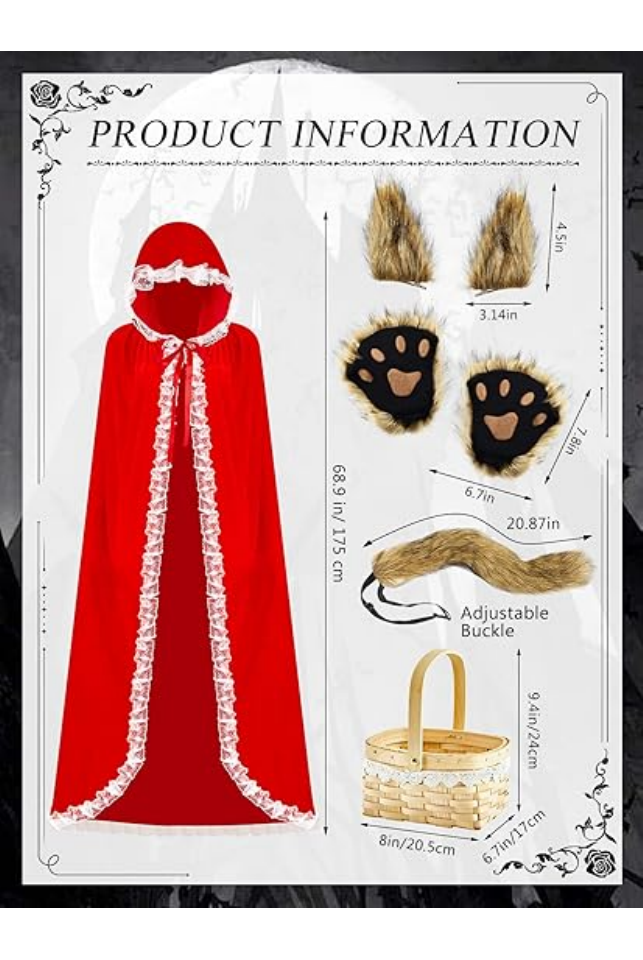Costume de Halloween pentru Cupluri: Scufita Rosie si Lupul - Set Complet 5 Piese [2]