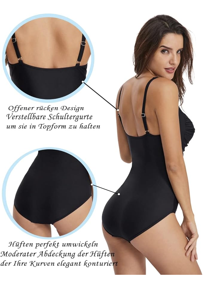 Costumul de baie feminin dintr-o piesă, Ofiedx, negru, marime L (40), 20CPH [4]